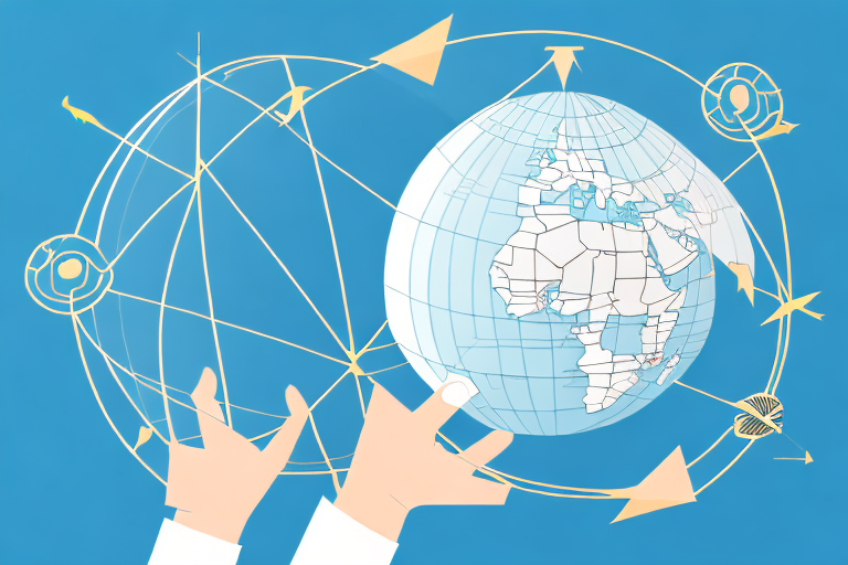 A globe with arrows pointing from different countries to represent fdi and fpi