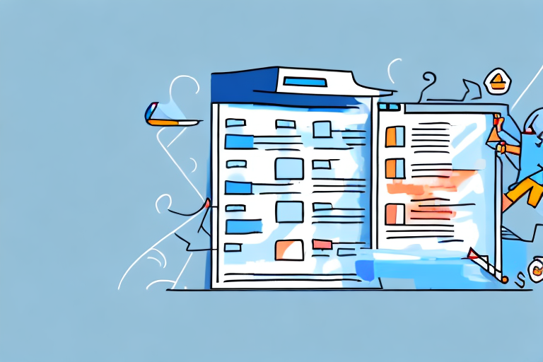 A checklist with various boxes and icons to represent different steps of the compliance process