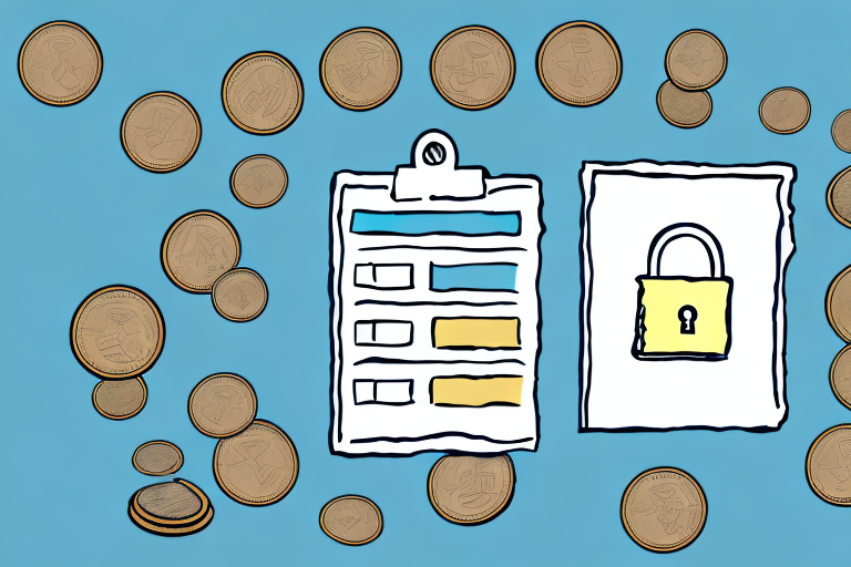 A checklist with a padlock and a stack of coins