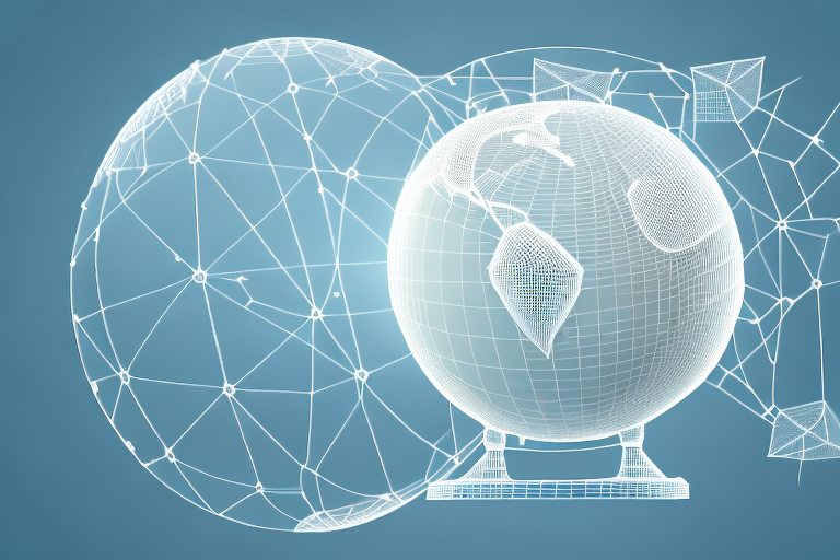 A 3d globe with trade routes and arrows to represent the flow of intellectual property