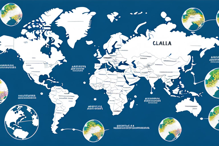 A global map with a highlighted free trade zone