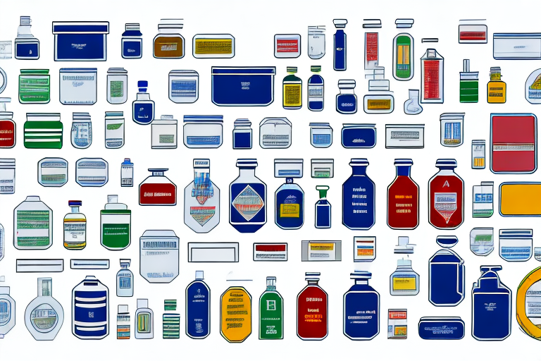 A variety of hazardous materials and chemicals in containers