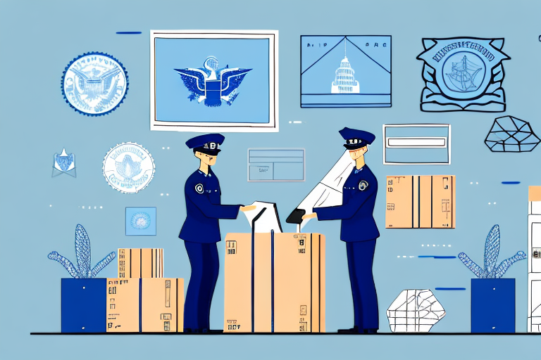 A customs officer inspecting packages at a port of entry