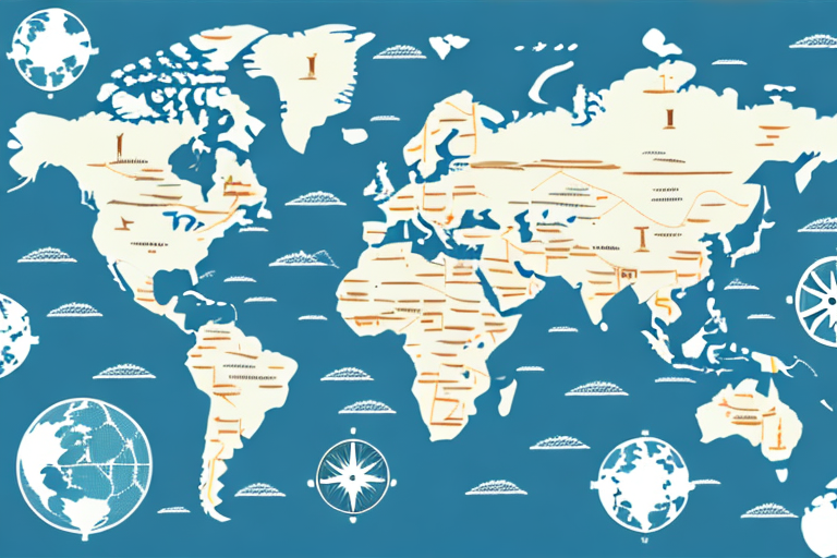 A map of the world with a ship sailing across it