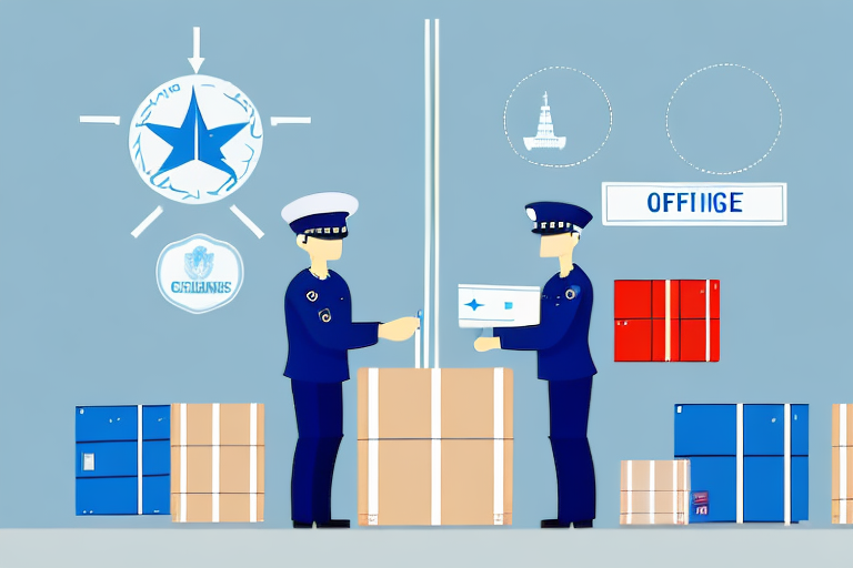 A customs officer inspecting a shipment of goods at a border crossing