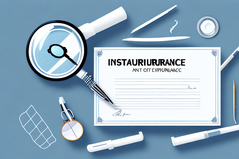 An insurance certificate with a magnifying glass hovering over it