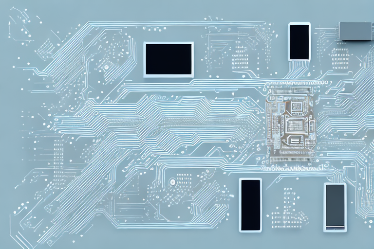 A variety of electronic components and devices connected together