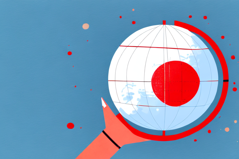 A globe with a red line around it