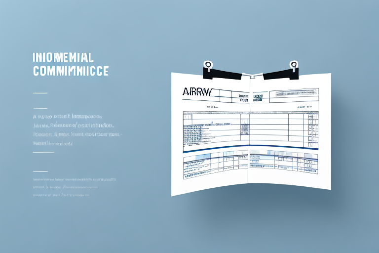 A commercial invoice with an arrow pointing to the export glossary terms section