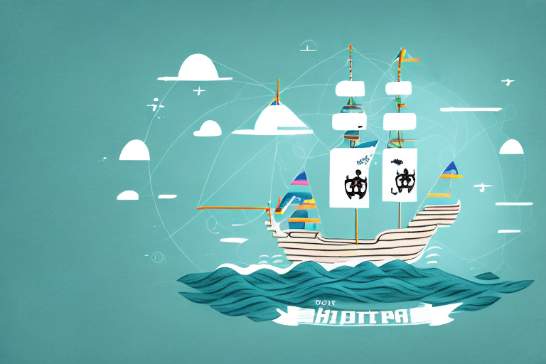 A pirate ship sailing on a sea of data