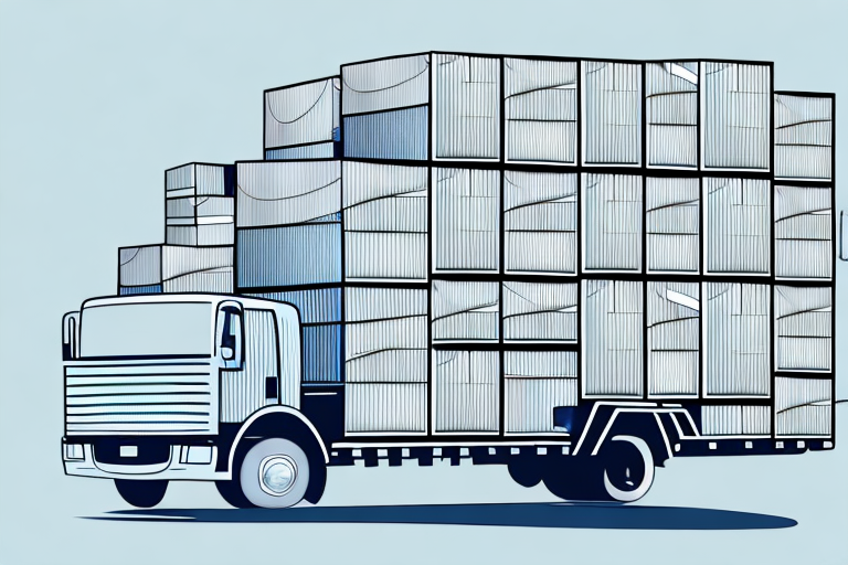 A truck loaded with boxes being loaded onto a cargo ship