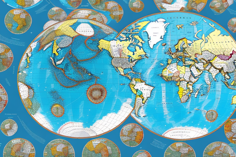 A globe with a map of the world