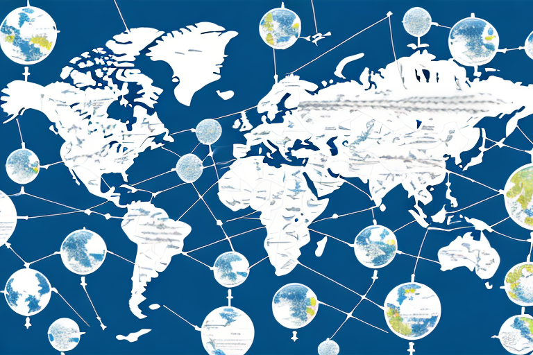 A global map with a magnifying glass hovering above