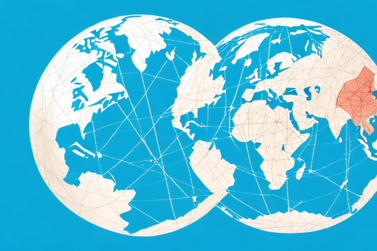 A globe with different countries and continents outlined in different colors