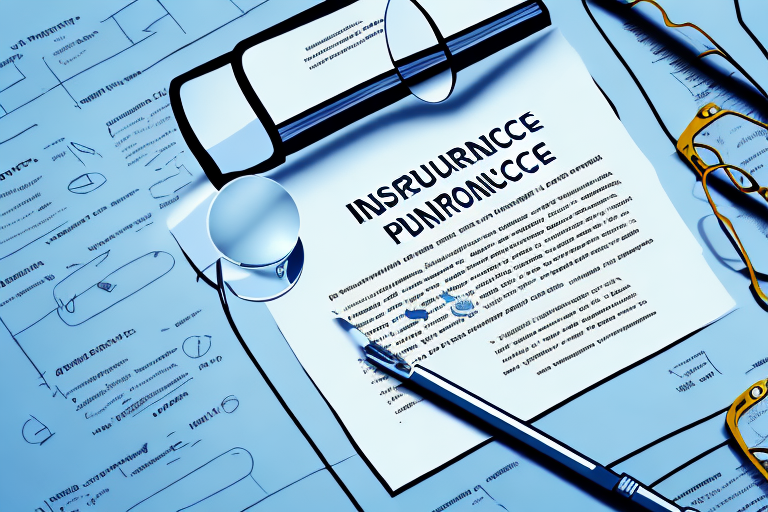 An insurance policy document with a magnifying glass hovering over it