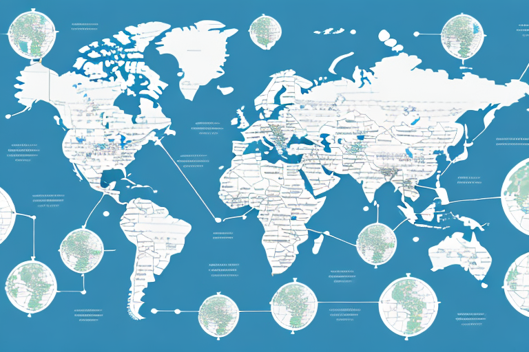 A global map with a magnifying glass hovering over it