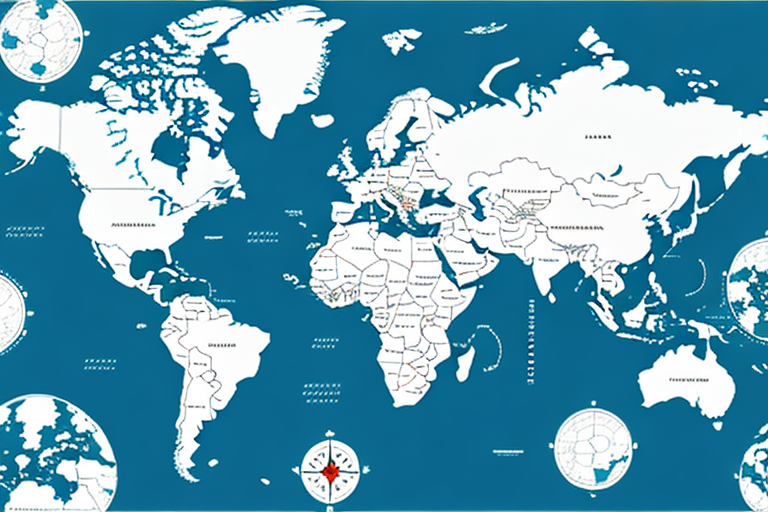 A map of the world with a border around a country to represent a trade embargo