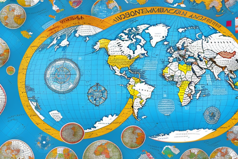 A globe with a map of the world