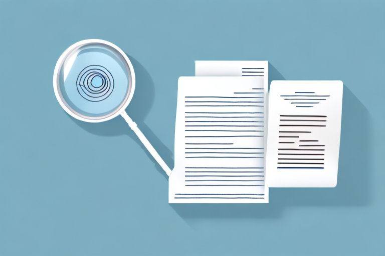 A stack of documents with a magnifying glass hovering over them