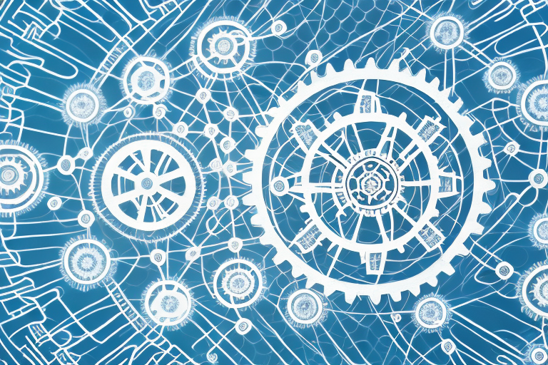 A complex network of interconnected gears