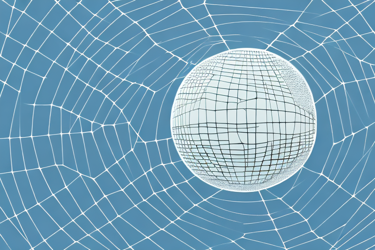 A globe surrounded by a web of interconnected lines