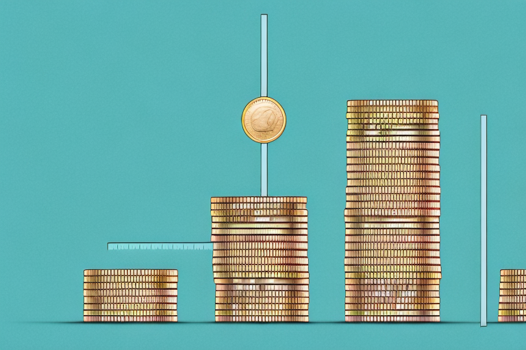 A stack of coins with a measuring tape wrapped around it