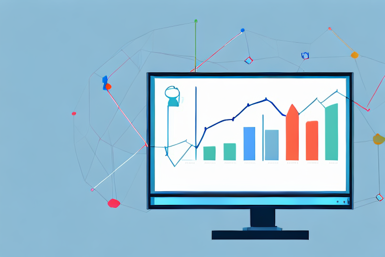 A computer monitor with a graph or chart displaying data related to sanctions compliance