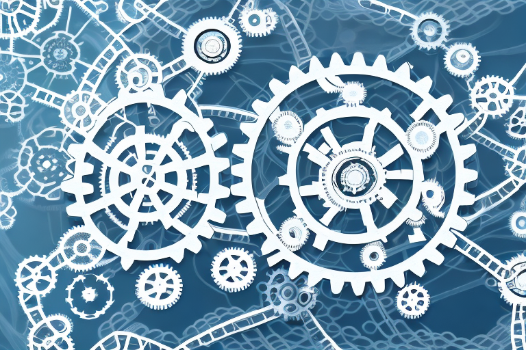 A complex network of interconnected gears and cogs