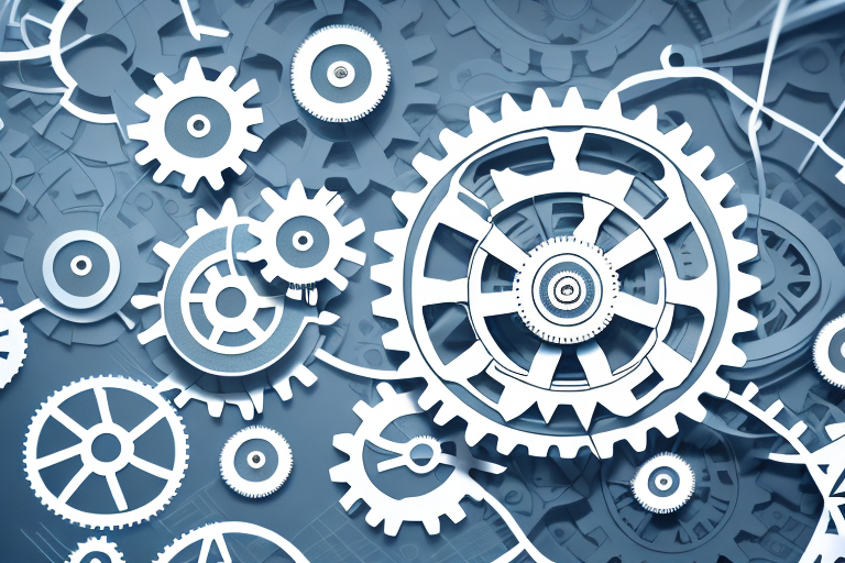 A complex network of gears and cogs representing the process of compliance testing