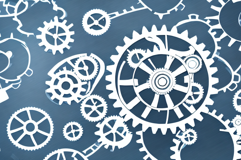 A complex network of gears and cogs representing the interconnected nature of compliance governance