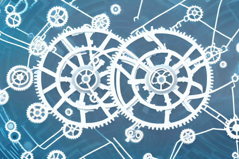 A complex network of interconnected gears