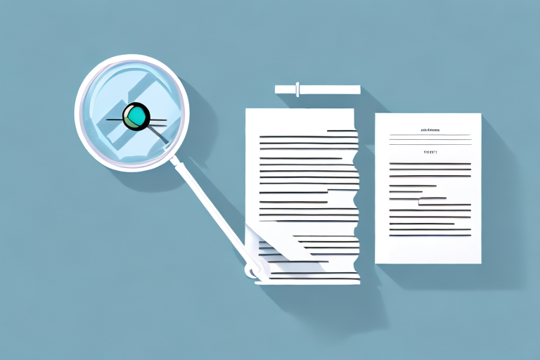 A stack of documents with a magnifying glass hovering over them