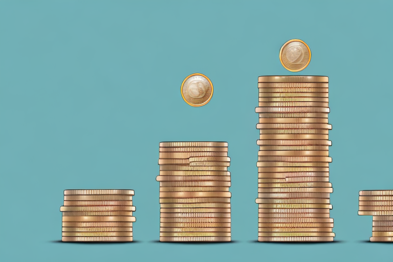 A stack of coins representing the initial investment and a stack of coins with a timer representing ongoing costs