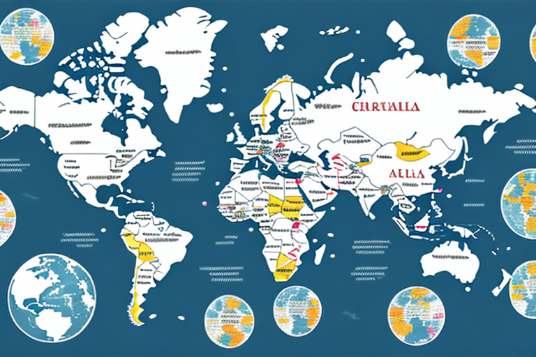 A map with multiple countries outlined