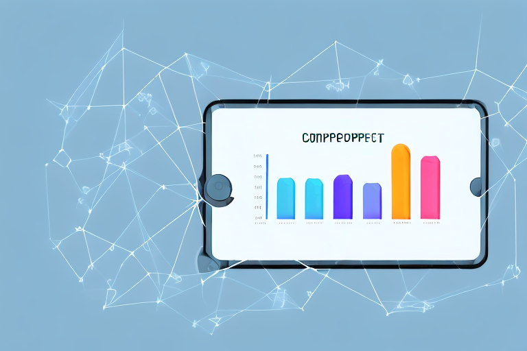 A computer or tablet with a graph or chart on the screen