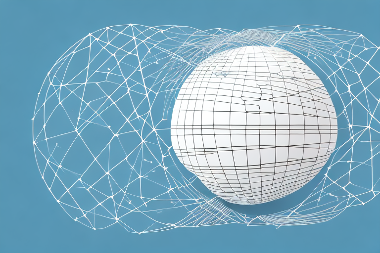 A globe with a network of lines connecting different countries