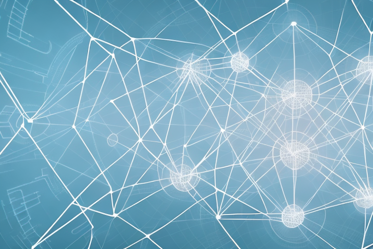 A complex network of interconnected lines and shapes representing the global financial system