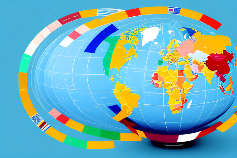 A globe with different countries highlighted in various colors to represent varying levels of risk