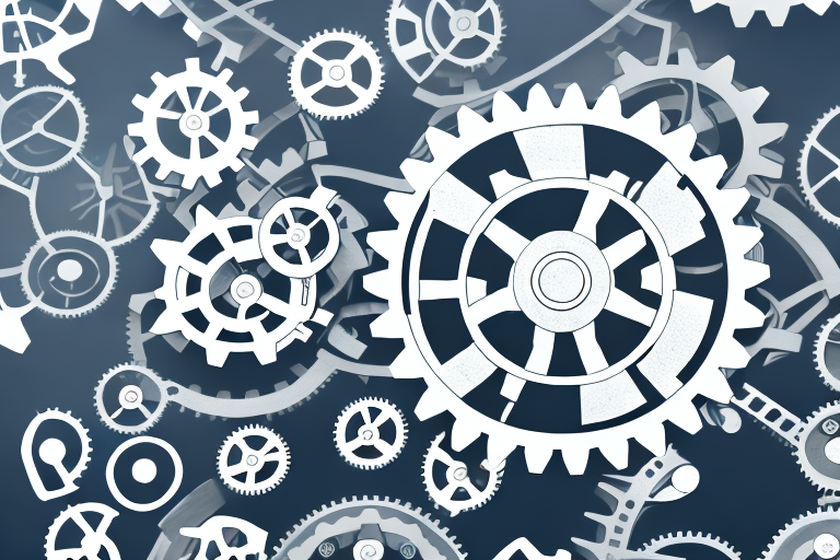 A complex system of gears and cogs that represent the adaptability of an aml compliance program