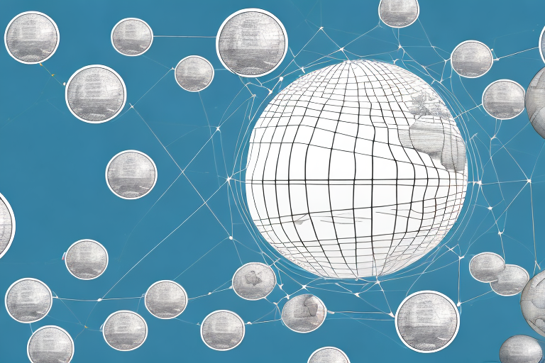 A globe with a network of lines connecting different countries to represent money transfer and remittance services