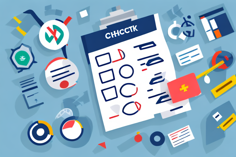 A checklist with checkboxes and icons representing the various steps of an aml audit