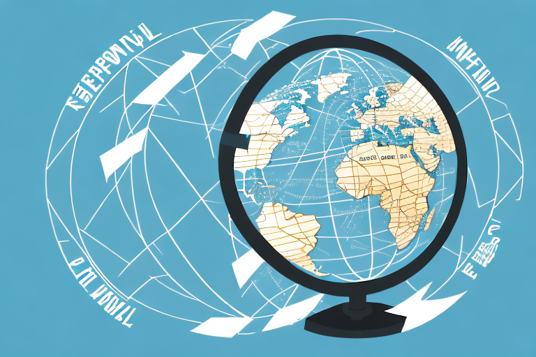 A globe with arrows pointing from one country to another to represent the international nature of itar