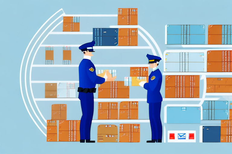 A customs officer inspecting a shipment of food products at a port of entry