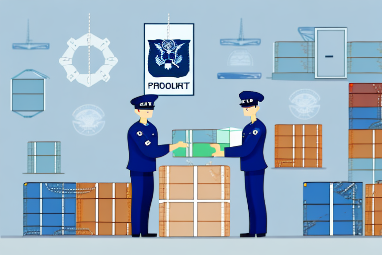 A customs officer inspecting a shipment of goods at a port of entry