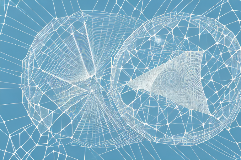 A complex web of interconnected lines and shapes representing the process of obtaining an ofac sanctions license