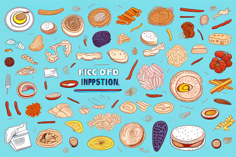 A variety of food items being inspected by a customs official