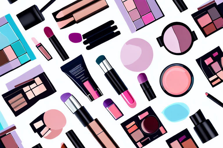 A variety of cosmetic products in a variety of colors