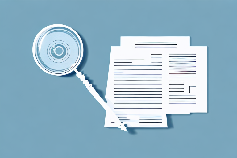 A stack of legal documents with a magnifying glass hovering above it