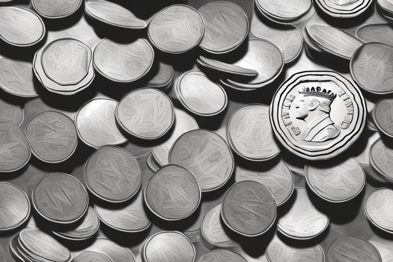 A stack of coins with a crown on top