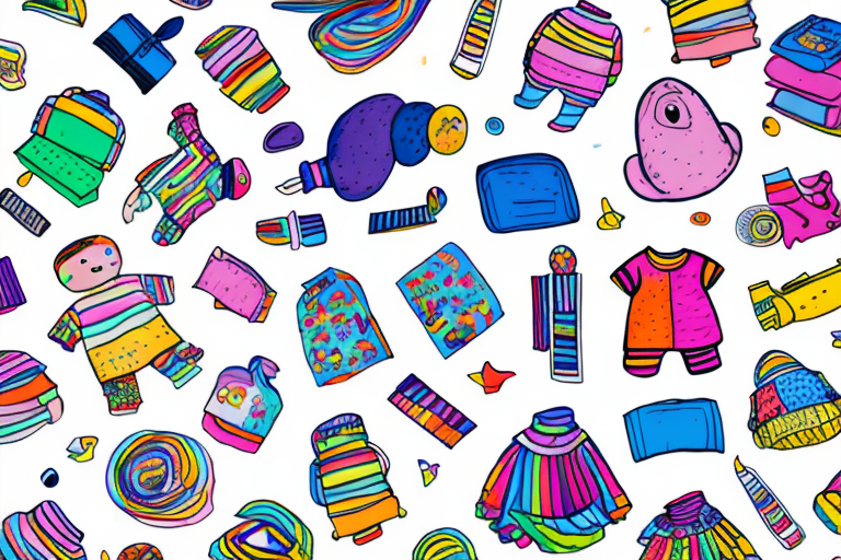 A large pile of colorful children's clothing